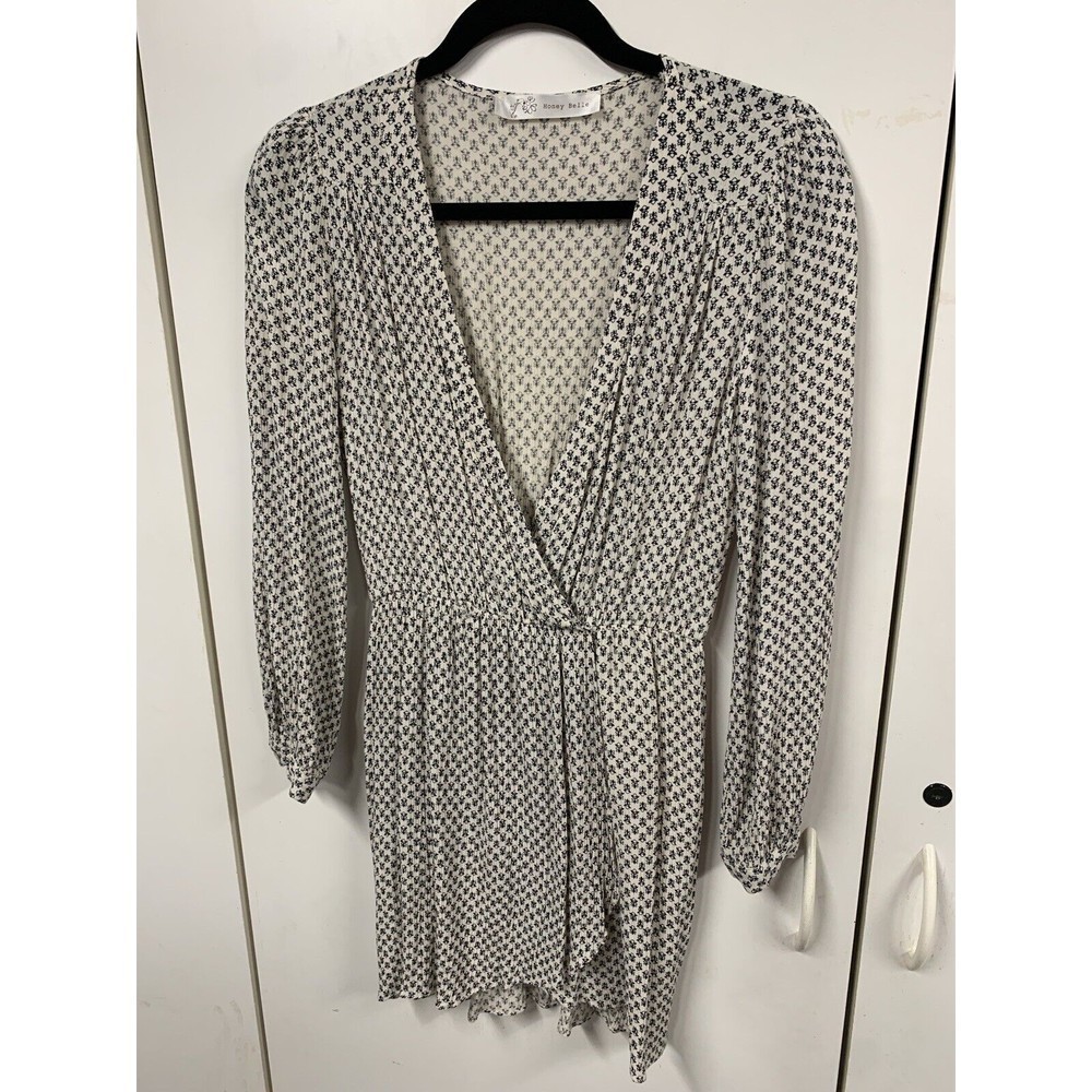 Honey Belle Boho Beige And Black Patterned Mini Dress‎ Womens XS
